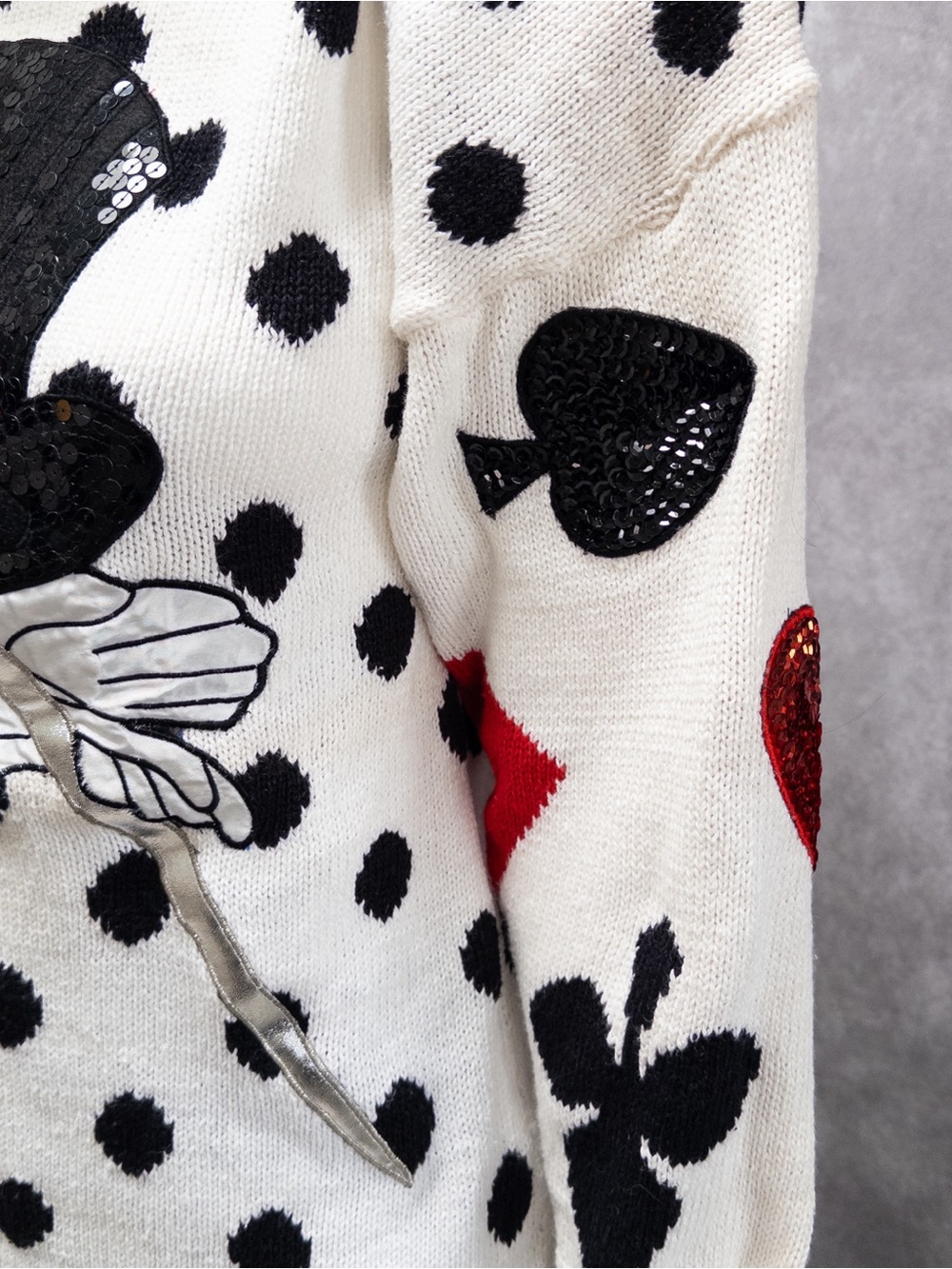 Vintage Bonnie Boerer Magician Illusionist Sequin Embellished Polka Dot Sweater - Picture 4 of 12